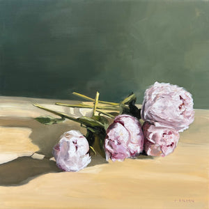 "Dog Pile of Peonies" 12" x 12" oil