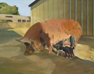 "Piglets" 16x20 oil