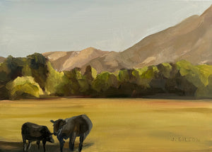"Cottonwood Lane two cow study" 5" x 7" oil