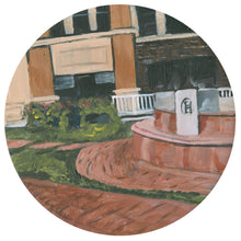 Load image into Gallery viewer, 6&quot; x 6&quot; round &quot;Holladay Square&quot; Original Acrylic painting on wood panel
