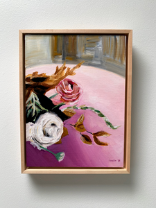 9" x 12" "Table for Two" framed Oil on paper