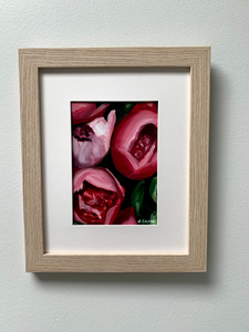 5" x 7" "Rich Reds" framed Oil on Paper