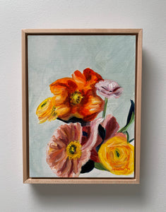 9" x 12" "Warm Poppies" framed oil on panel