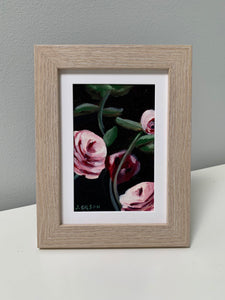 4" x 6" "Blooms in Shadow" framed Oil on Paper
