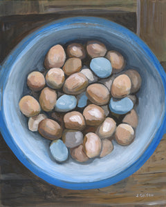 "Fresh Eggs"  Framed 8" x 10" Acrylic on wood panel