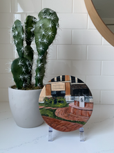 Load image into Gallery viewer, 6&quot; x 6&quot; round &quot;Holladay Square&quot; Original Acrylic painting on wood panel
