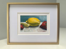 Load image into Gallery viewer, 4&quot; x 6&quot; &quot;Strawberry Lemonade&quot; Framed Acrylic on paper
