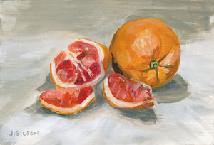 "Cora Cora Orange 2"  Framed 4" x 6" Acrylic on Paper.